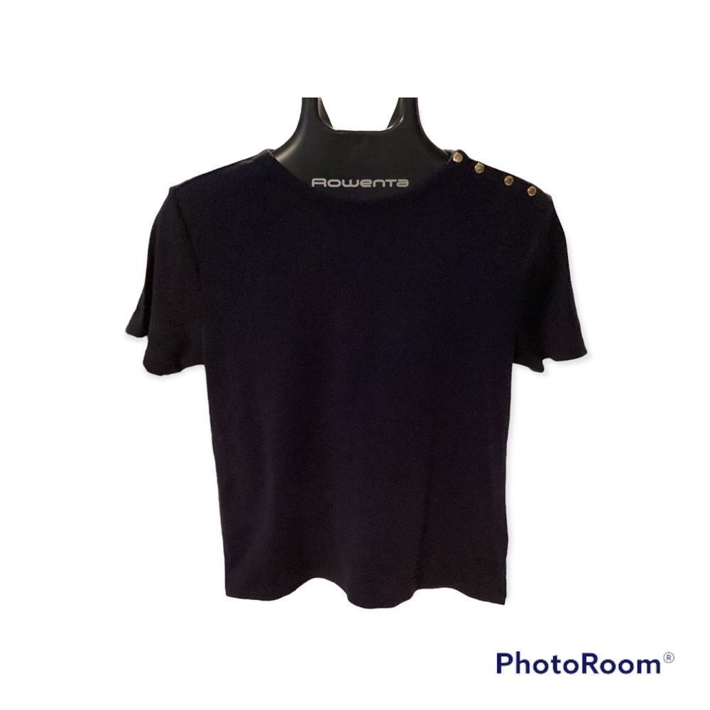 Navy Blue Chaps Short Sleeve Shirt with small Chaps logo SZ-M